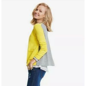 CAbi Belle Cardigan Sweater Sz Small Yellow Gray